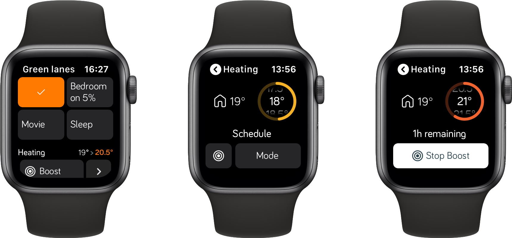 Smartwatch Heating Control Interfaces PNG image