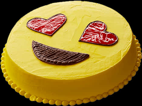 Smiley Face Cakewith Hearts PNG image