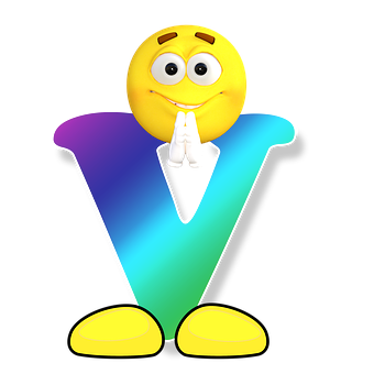 Smiley Faceon Letter V Graphic PNG image