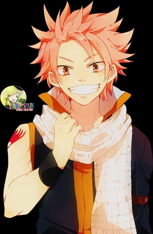 Smiling Anime Character Natsu PNG image
