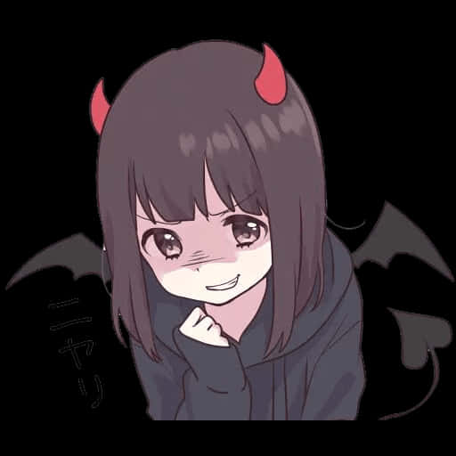 Smiling Anime Demon Girl PNG image