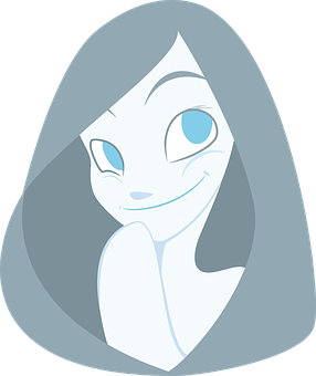 Smiling Blue Cartoon Ghost PNG image