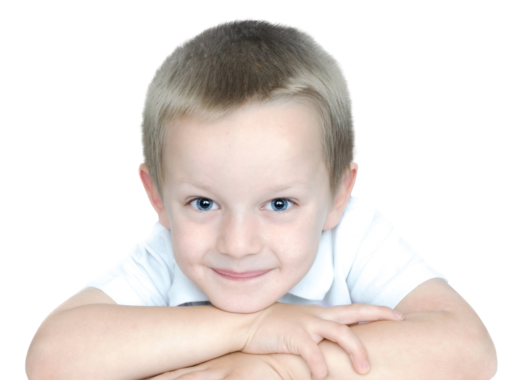 Smiling Boy Leaningon Hands PNG image