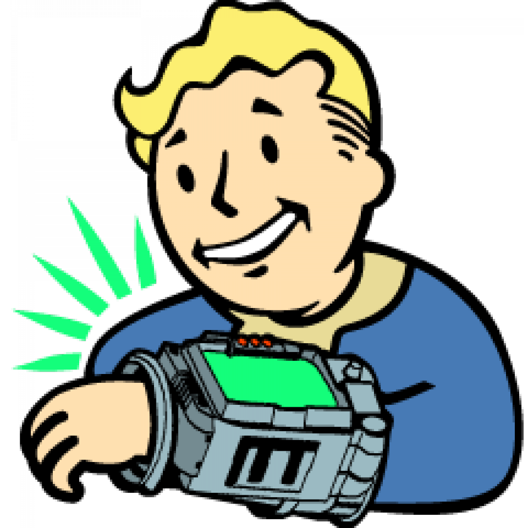 Smiling Boy With Pip Boy Illustration PNG image