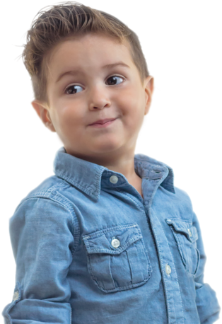 Smiling Boyin Denim Shirt PNG image