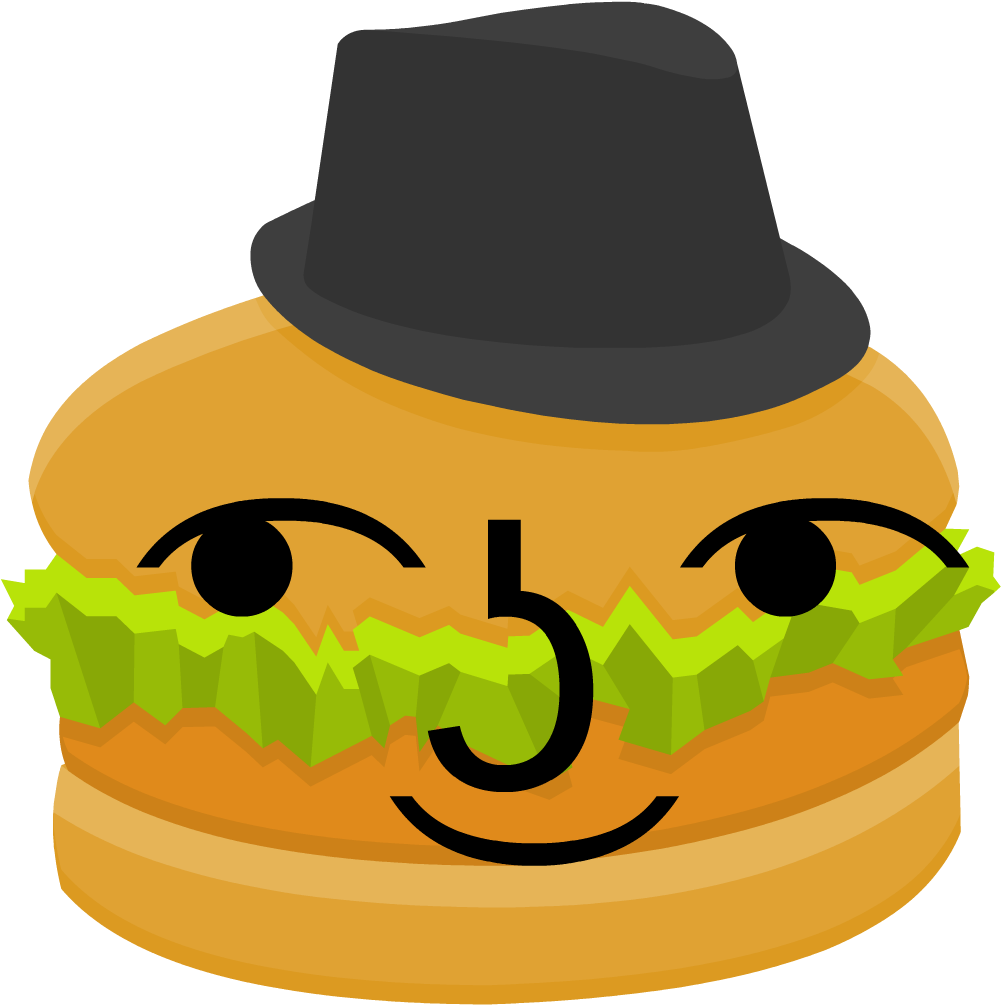 Smiling Burger Characterwith Hat PNG image