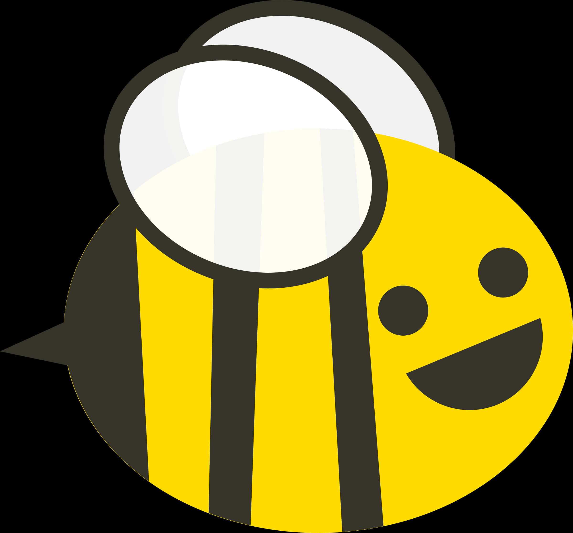 Smiling Cartoon Beewith Magnifying Glass PNG image