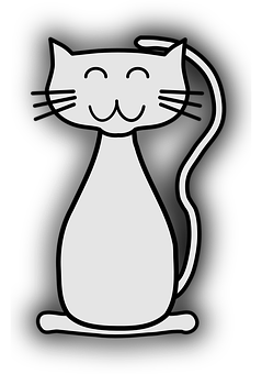 Smiling Cartoon Cat Black Background PNG image