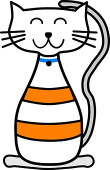 Smiling Cartoon Cat Illustration PNG image
