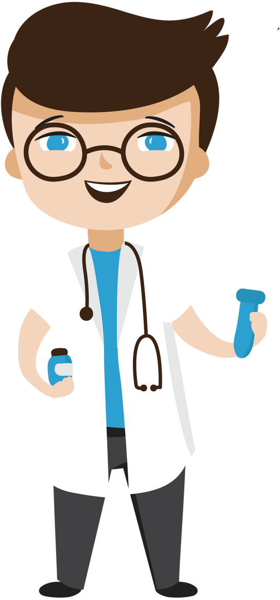 Smiling Cartoon Doctor Holding Test Tube PNG image