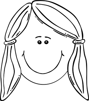 Smiling Cartoon Face Blackand White PNG image