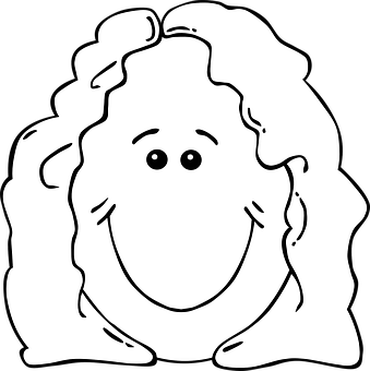 Smiling Cartoon Face Blackand White PNG image