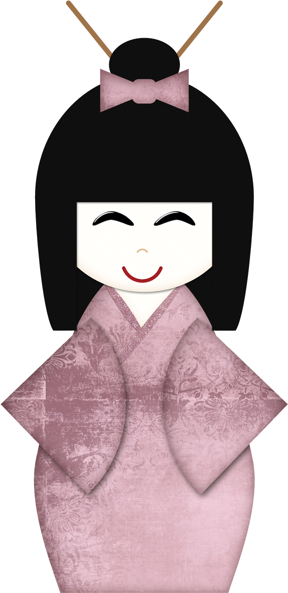 Smiling Cartoon Geisha PNG image