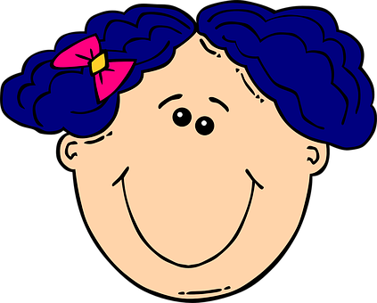 Smiling Cartoon Girlwith Blue Hairand Bow PNG image