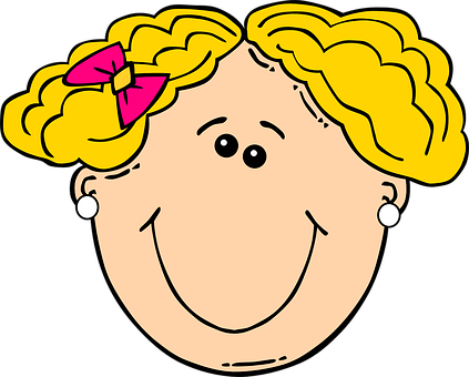 Smiling Cartoon Girlwith Yellow Hairand Pink Bow PNG image