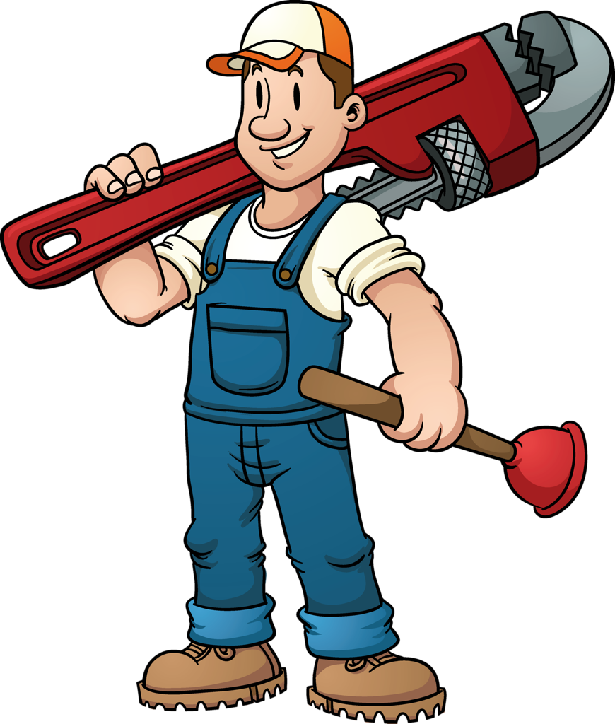 Smiling Cartoon Handyman With Tools PNG image