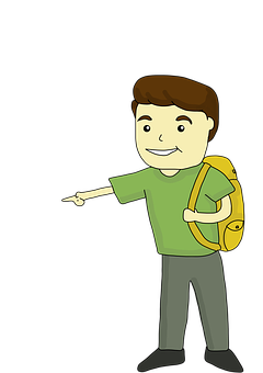 Smiling Cartoon Man With Backpack PNG image