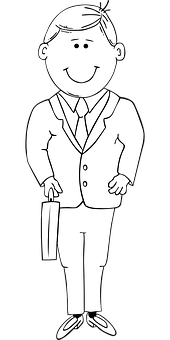 Smiling Cartoon Manin Suit PNG image