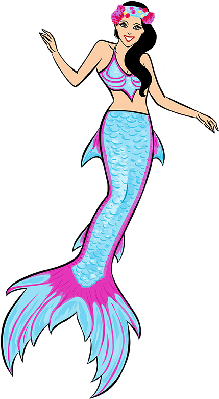 Smiling Cartoon Mermaid Illustration PNG image