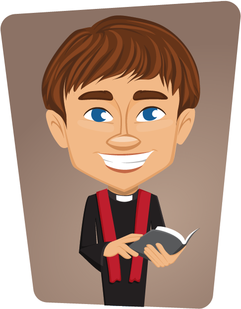 Smiling Cartoon Priest Holding Book PNG image