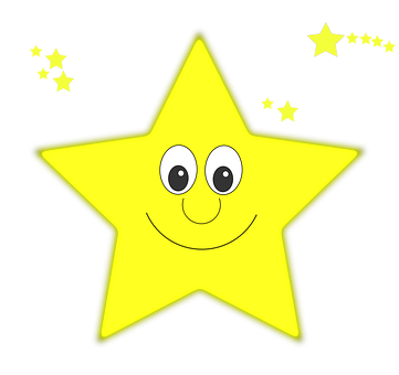 Smiling Cartoon Star Black Background PNG image