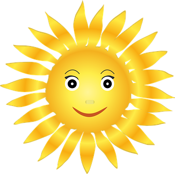 Smiling Cartoon Sun PNG image