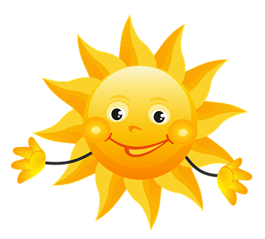 Smiling Cartoon Sun Graphic PNG image