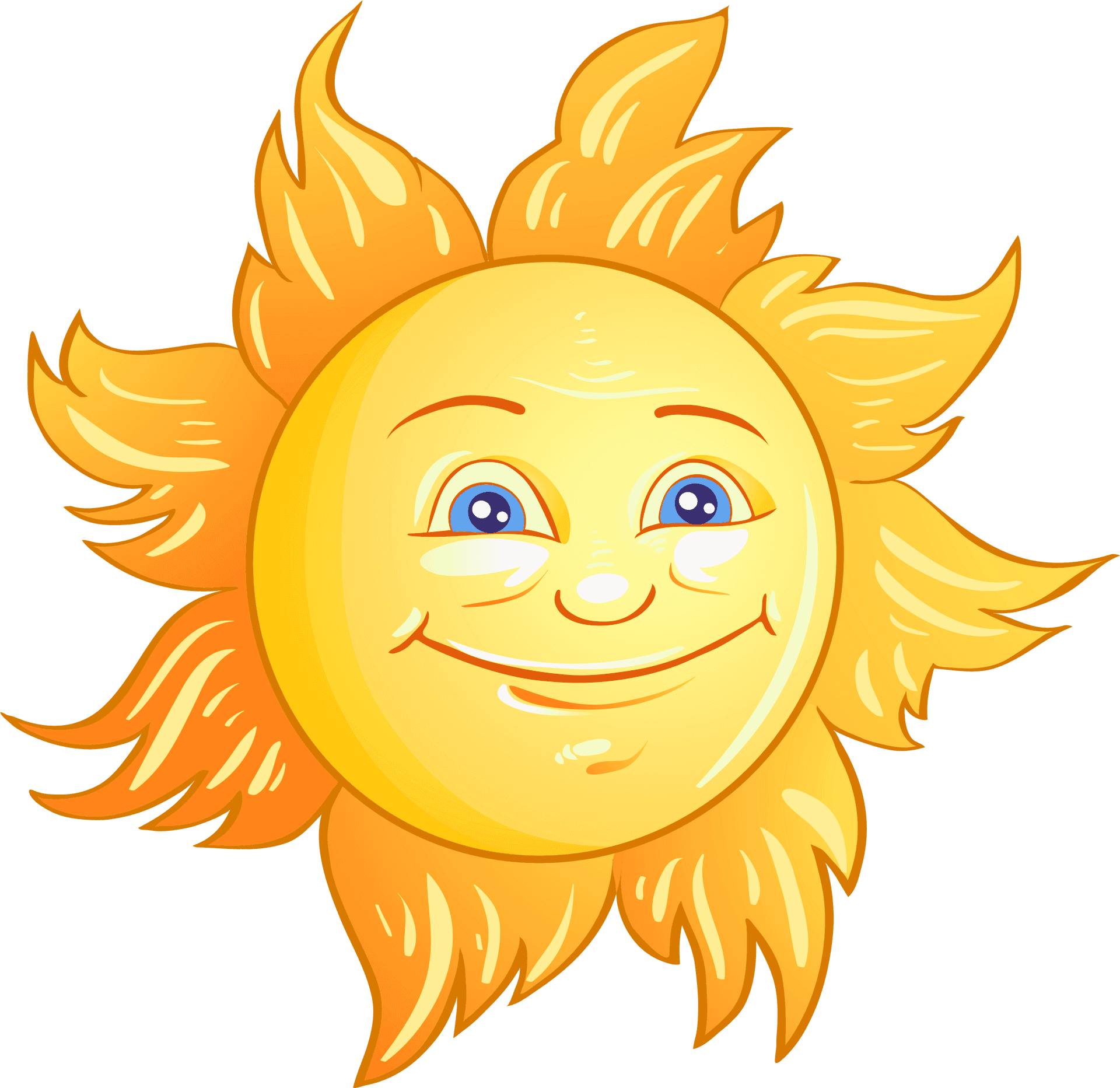 Smiling Cartoon Sun Graphic PNG image