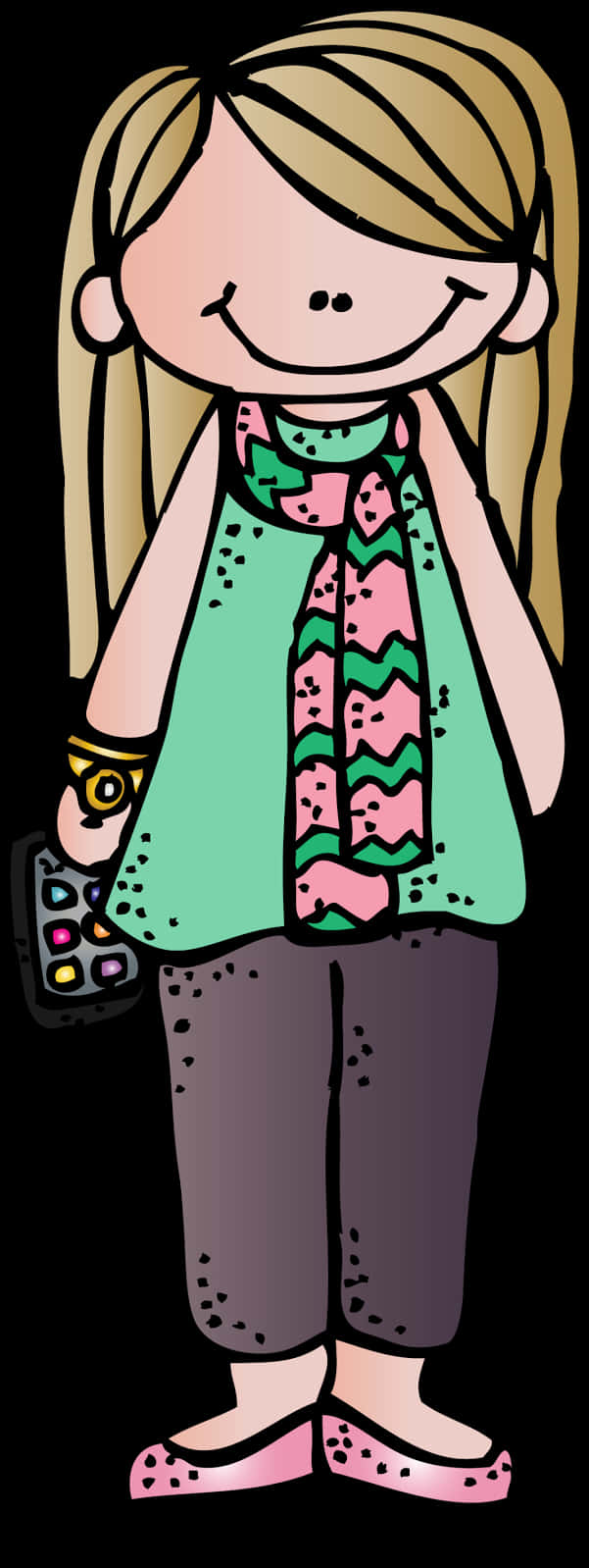 Smiling Cartoon Teacherwith Calculator PNG image