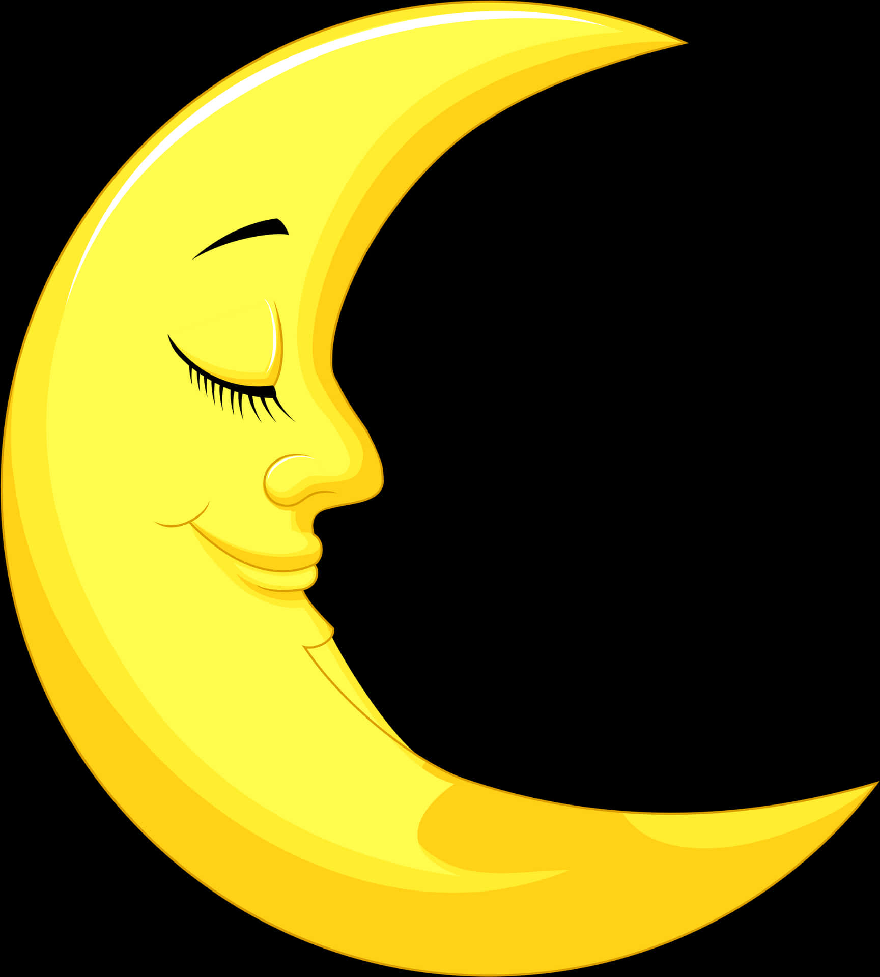 Smiling Crescent Moon Cartoon PNG image