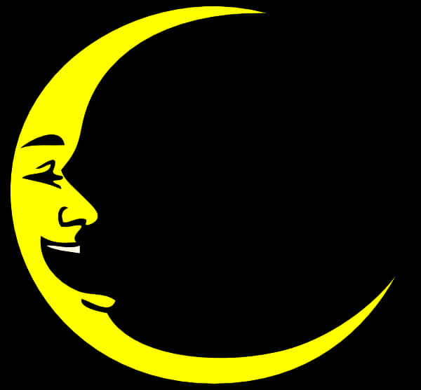 Smiling Crescent Moon Graphic PNG image