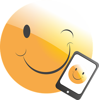 Smiling Emoji Mobile Concept PNG image