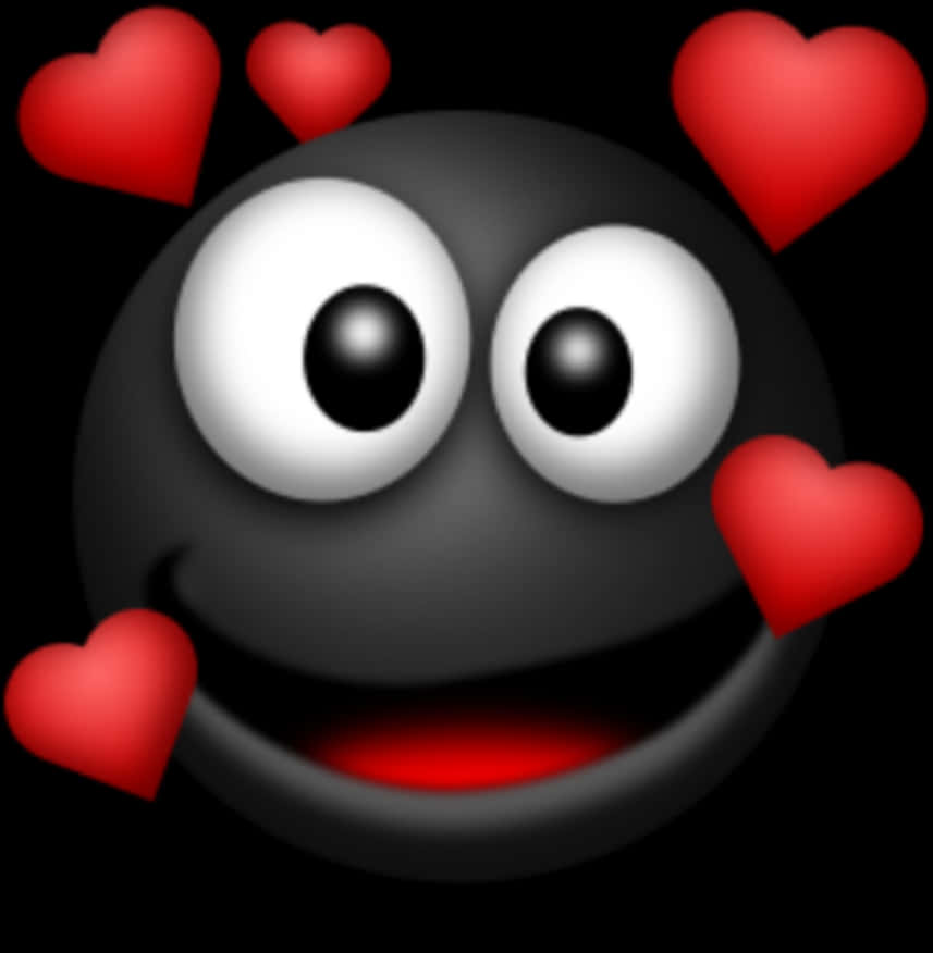Smiling Emoji Surroundedby Hearts PNG image