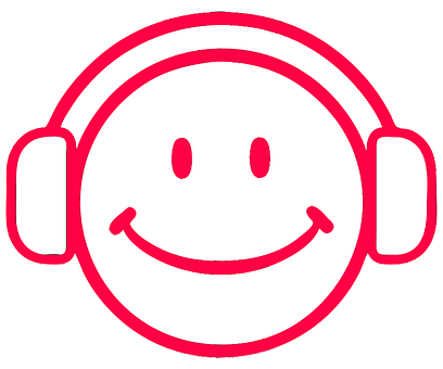 Smiling Face Headphones Icon PNG image