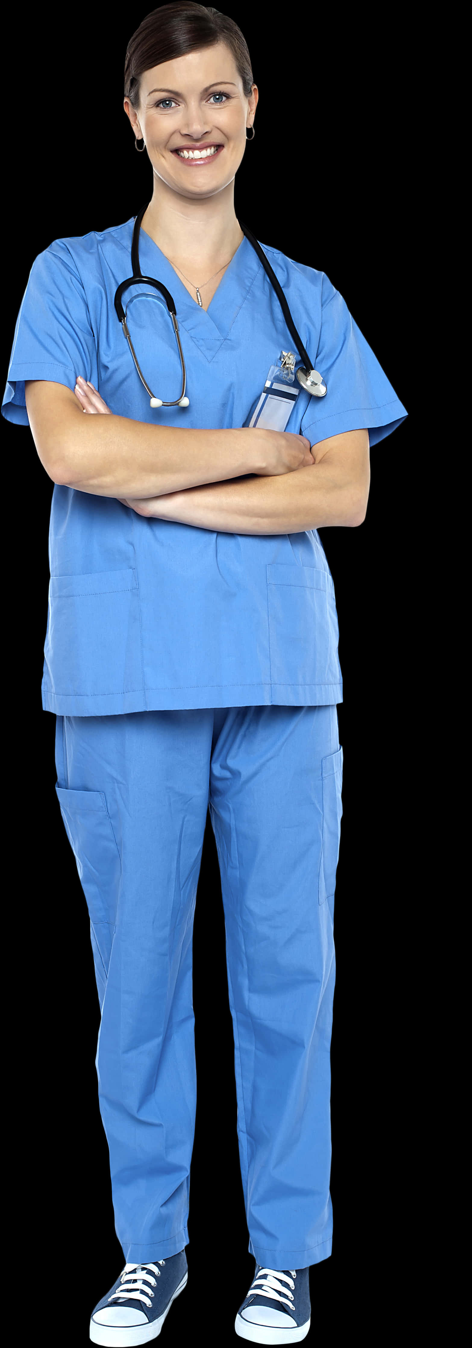 Smiling Female Doctorin Scrubs PNG image
