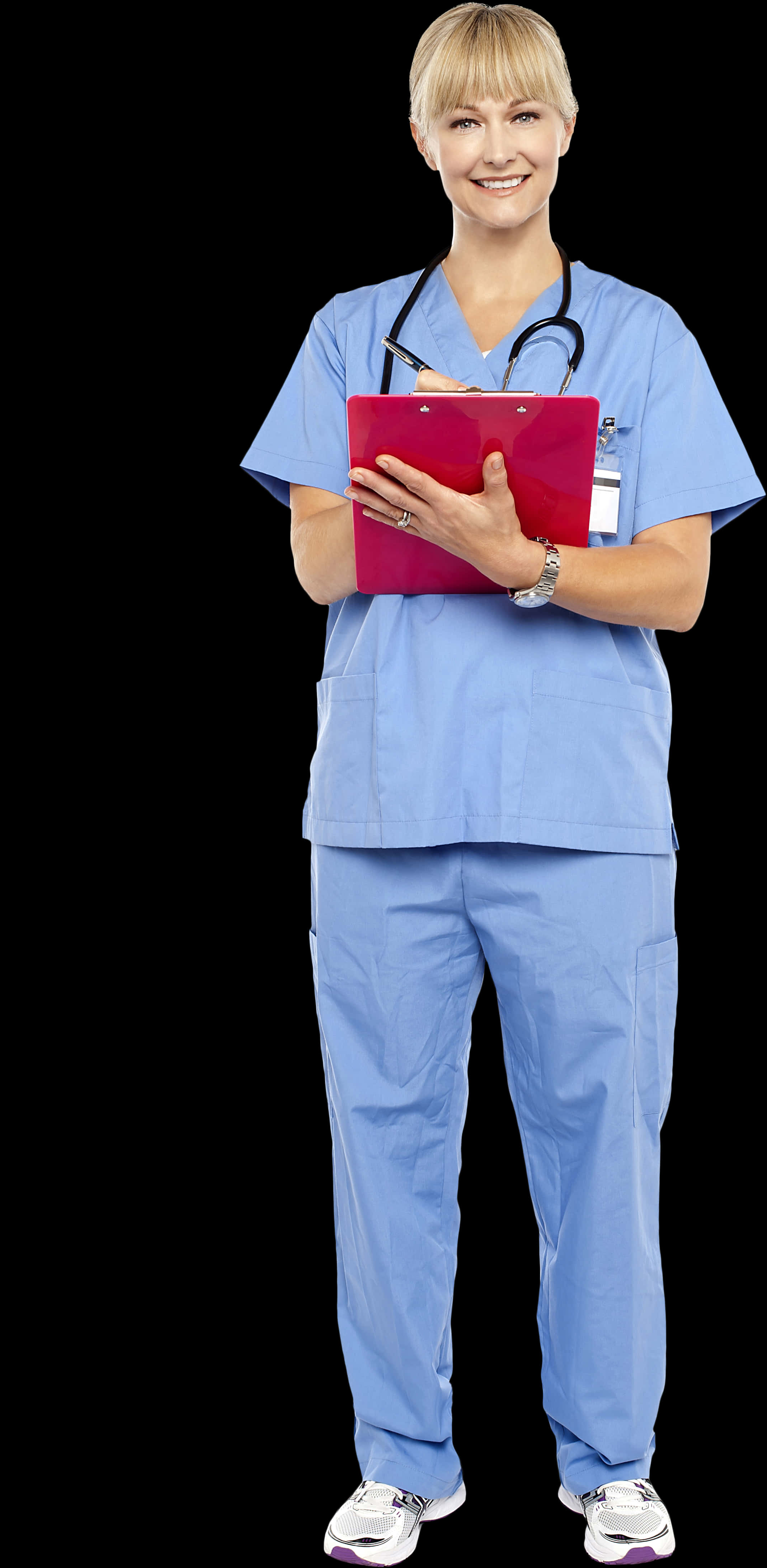 Smiling Female Doctorwith Clipboard PNG image