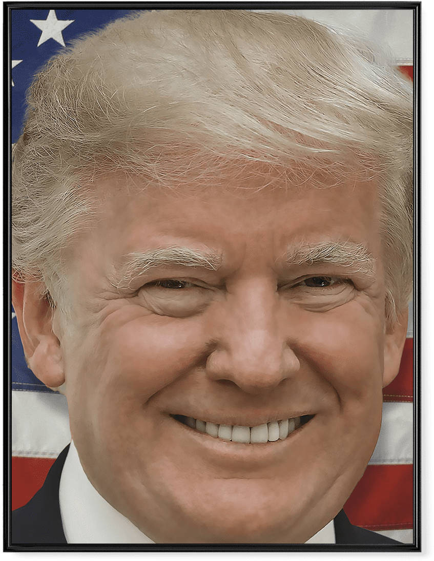 Smiling Figure Against American Flag Background PNG image