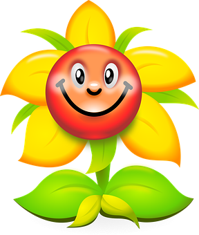 Smiling Flower Cartoon Character PNG image