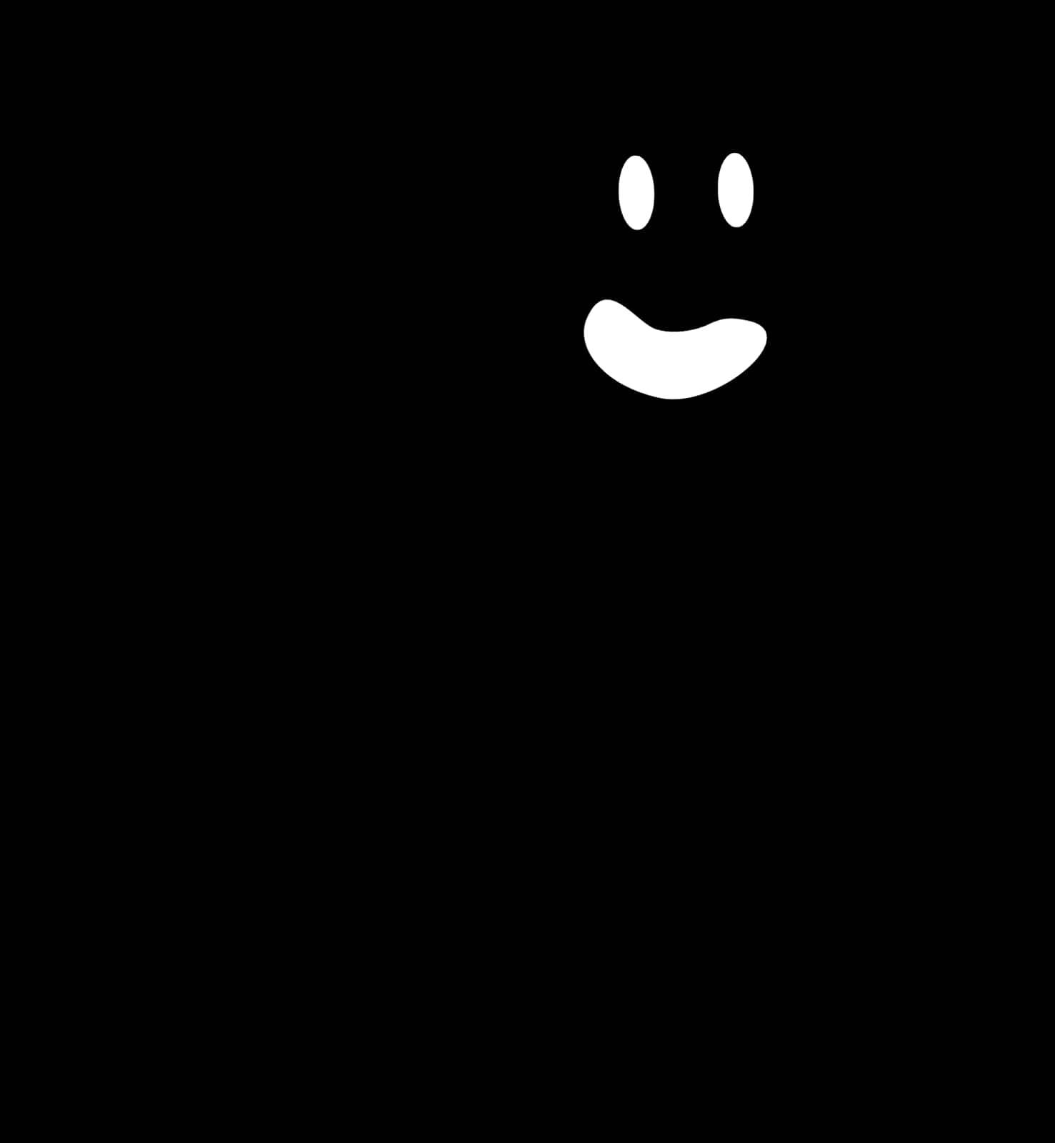 Smiling Ghost Faceon Black Background PNG image