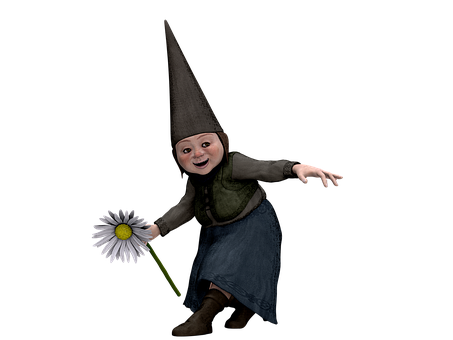 Smiling Gnome With Flower PNG image