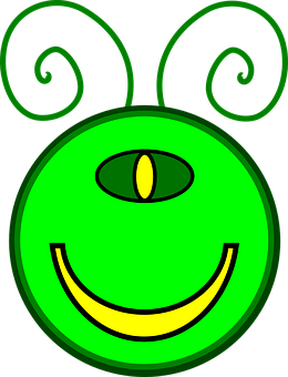 Smiling Green Alien Face PNG image