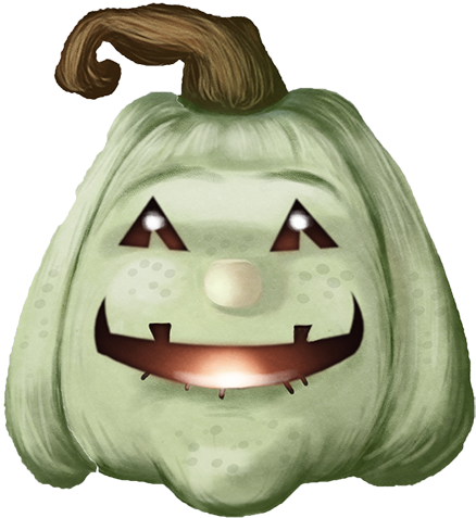 Smiling Green Jack O Lantern Face PNG image