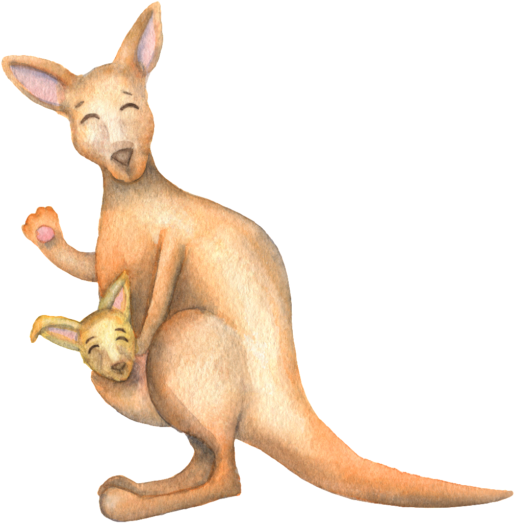 Smiling Kangarooand Joey.png PNG image