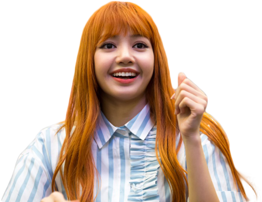 Smiling Kpop Artist Orange Hair PNG image