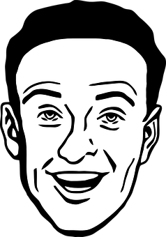 Smiling Man Blackand White Vector PNG image
