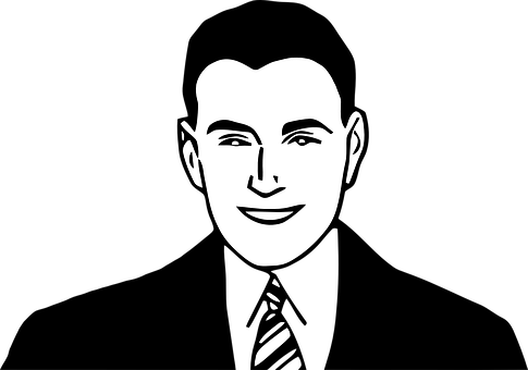 Smiling Man Blackand White Vector PNG image