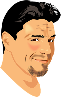 Smiling Man Cartoon Portrait PNG image