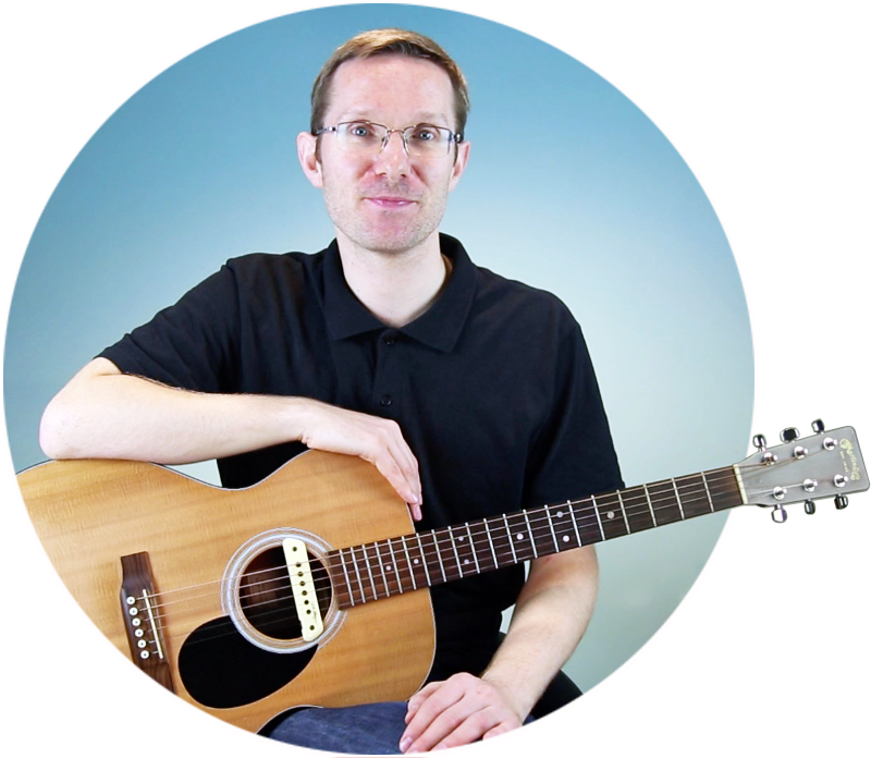 Smiling Man With Acoustic Guitar PNG image