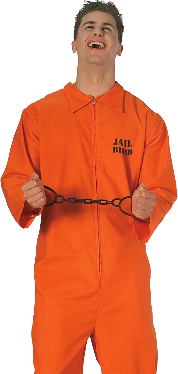 Smiling Manin Orange Prison Jumpsuit PNG image
