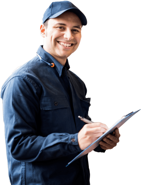 Smiling Mechanic Clipboard PNG image